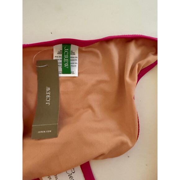 $59.50 NWT J Crew Mid Rise Cheeky Coverage Bikini Swim Bottom Sz M Pink Fuchsia - Picture 4 of 7
